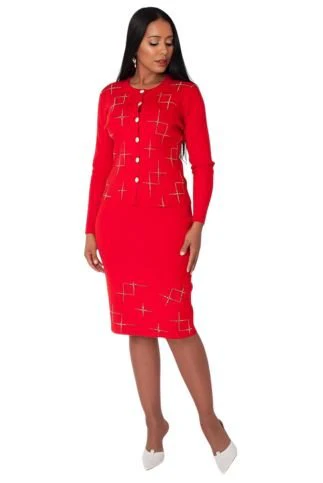 Modern 3-Piece Knit Set with Rhinestone Detail - 82896 - Image 2