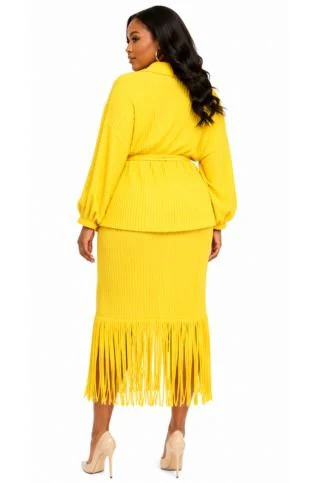 Modern Pleat Fringe Skirt Suit - 83022 - Image 2