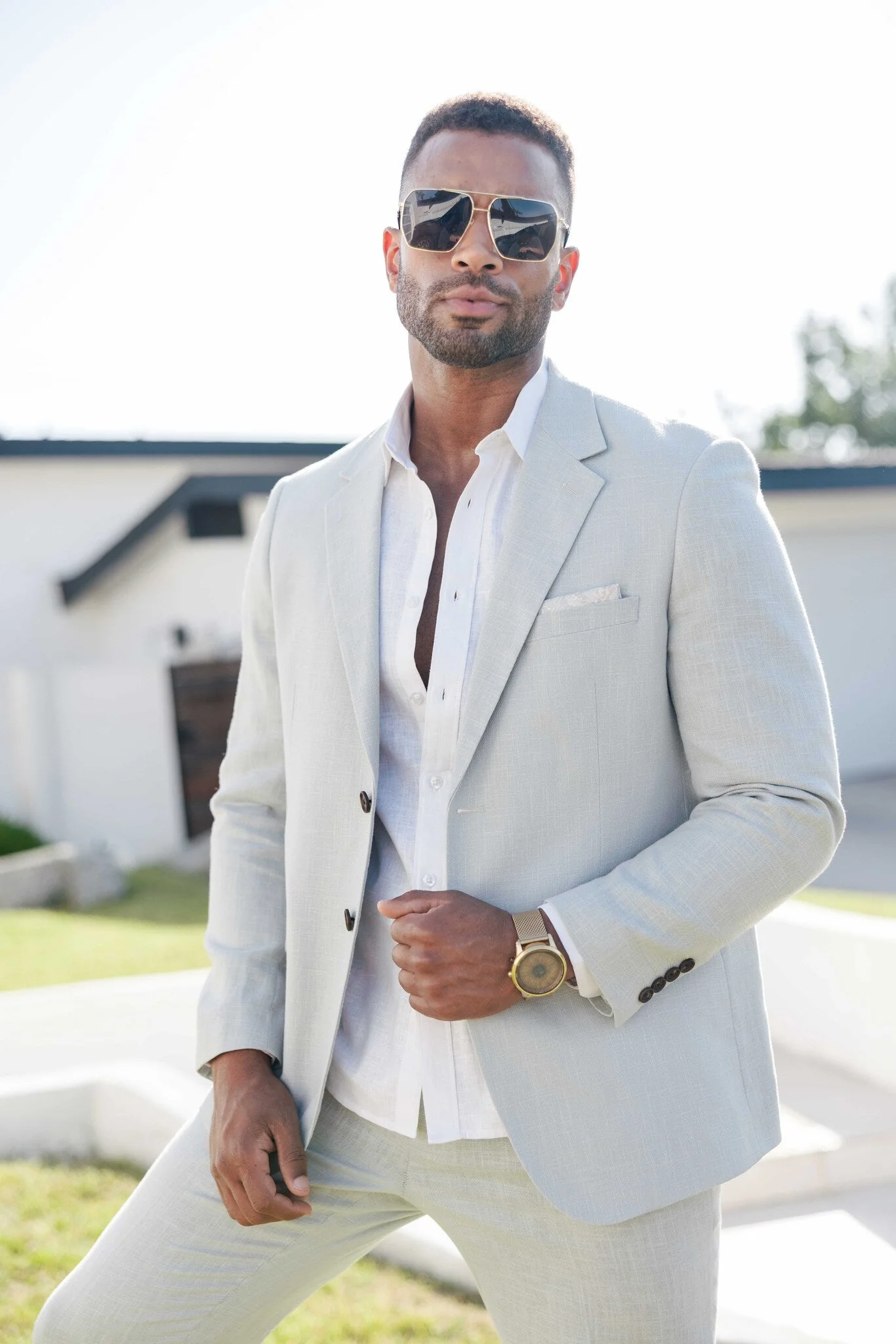 Men's Textured Linen Blend Suit - Image 13
