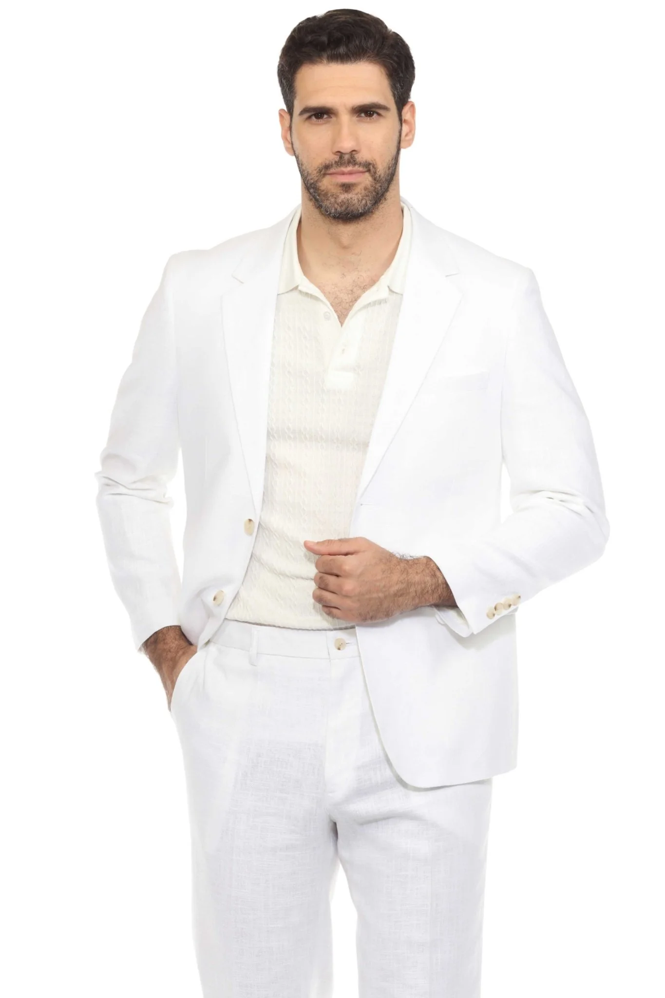 Men's Textured Linen Blend Suit - Image 25