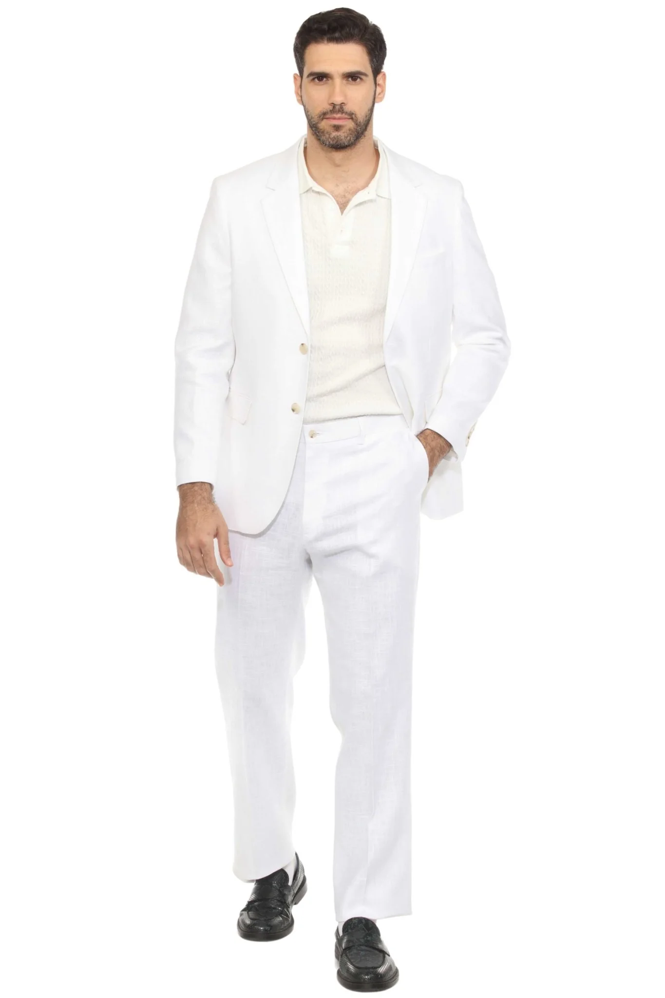 Men's Textured Linen Blend Suit - Image 27