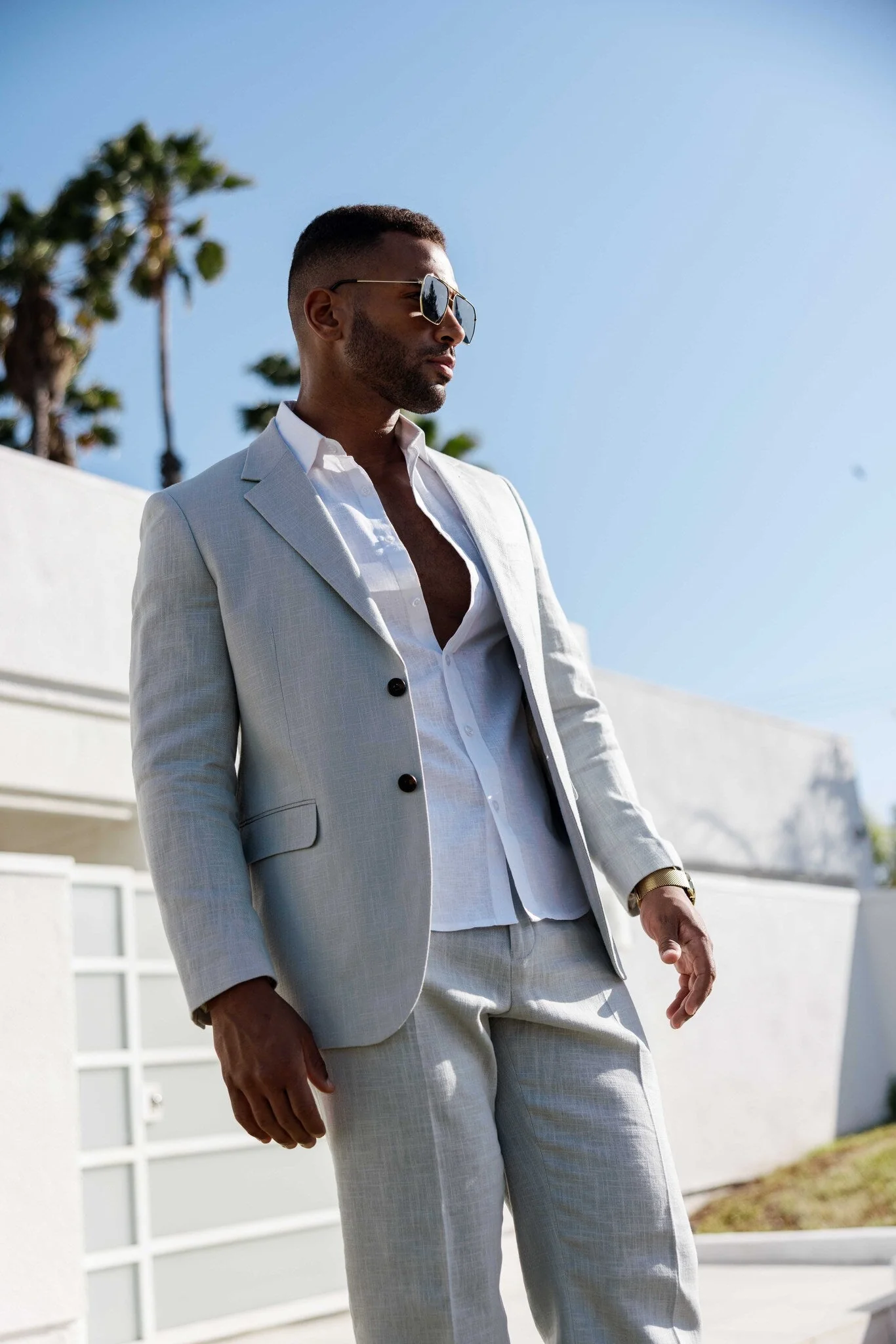 Men's Textured Linen Blend Suit - Image 5