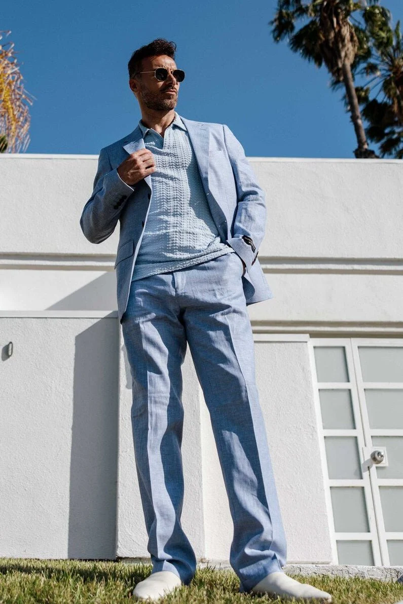 Men's Textured Linen Cotton Blend Suit - Image 11