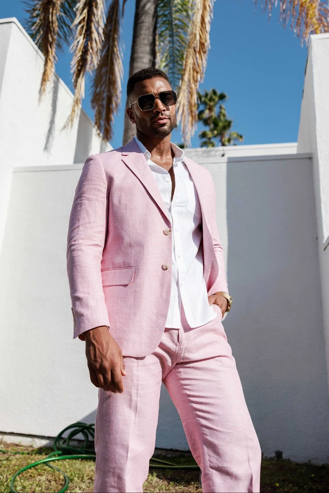 Men's Textured Linen Cotton Blend Suit - Image 2