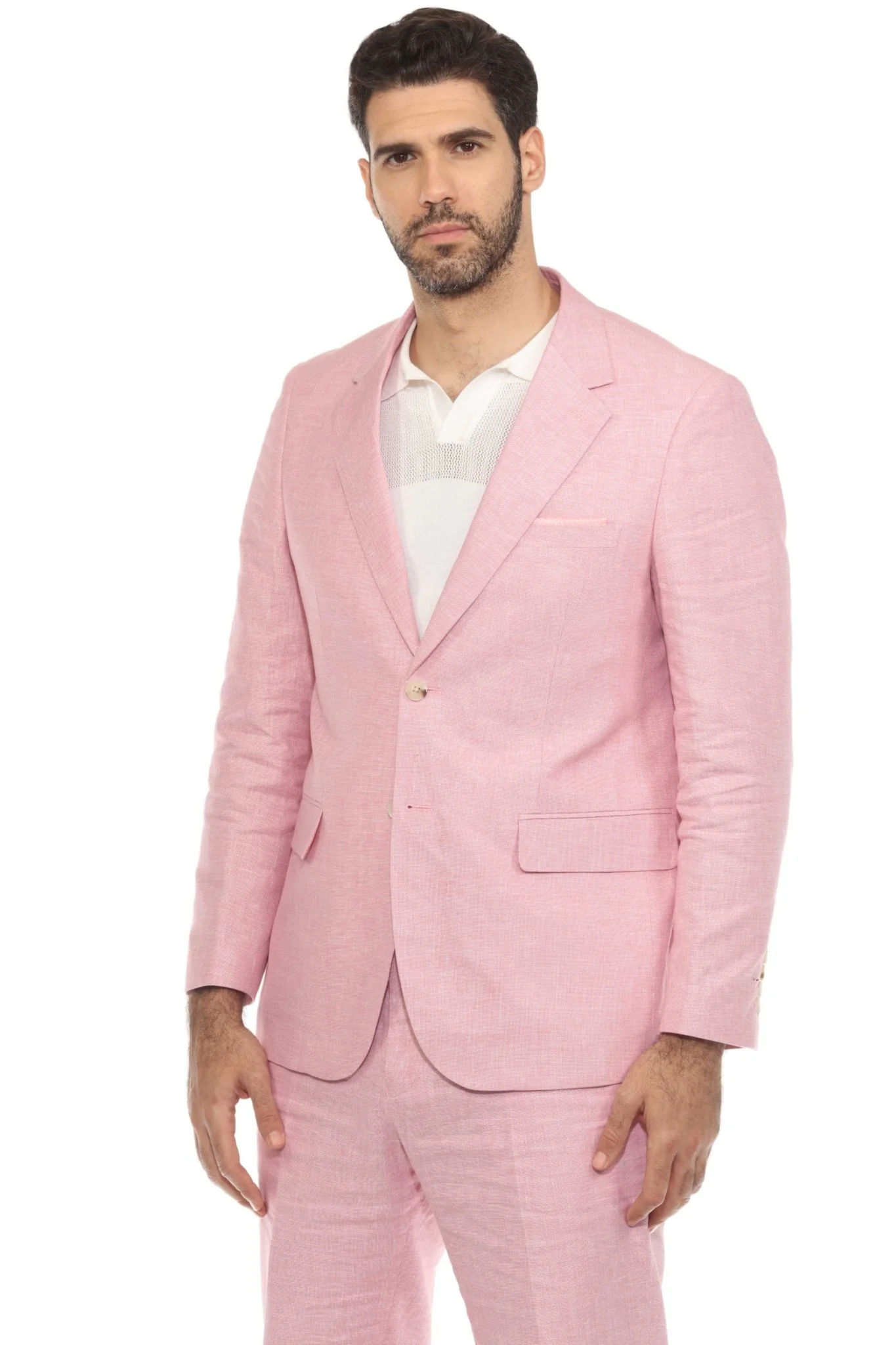 Men's Textured Linen Cotton Blend Suit - Image 39