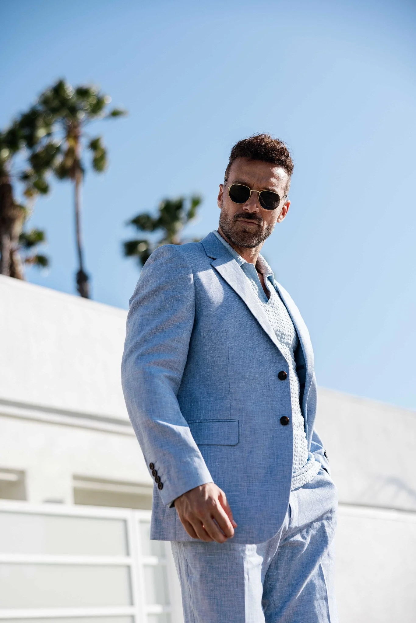 Men's Textured Linen Cotton Blend Suit - Image 8