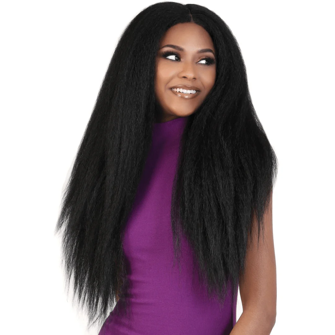 HBL.KIMIA Natural Kinky Straight Long Human Hair Blend Lace Wig - MoTown Tress - Image 5