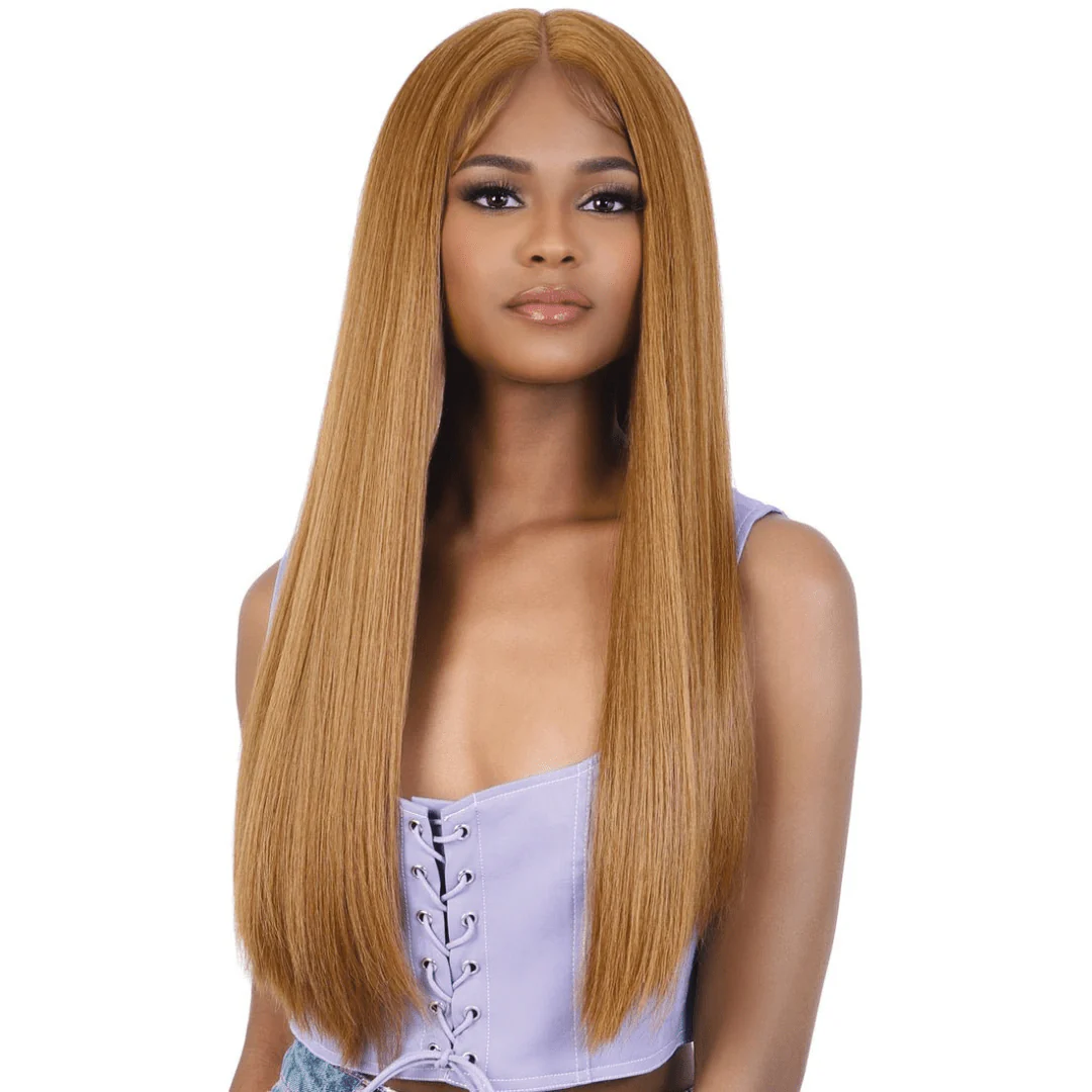 HBL.LATOY Long Straight Blunt Cut Human Hair Blend Lace Wig - MoTown Tress