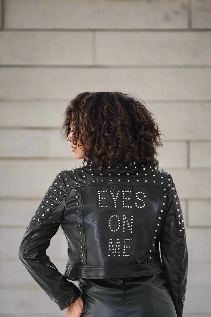 Multi Colored Studded Leather Jacket -81752 - Image 2