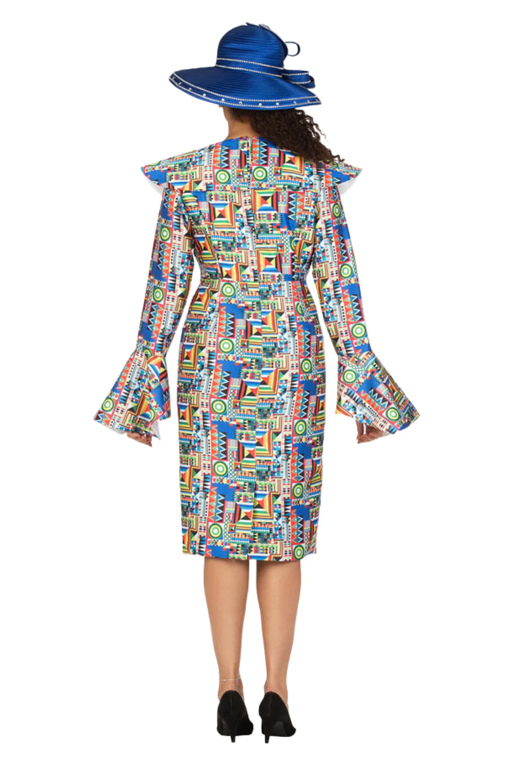 Multi Print Silky Twill Shift Drs w/ Bell Slv - Image 2