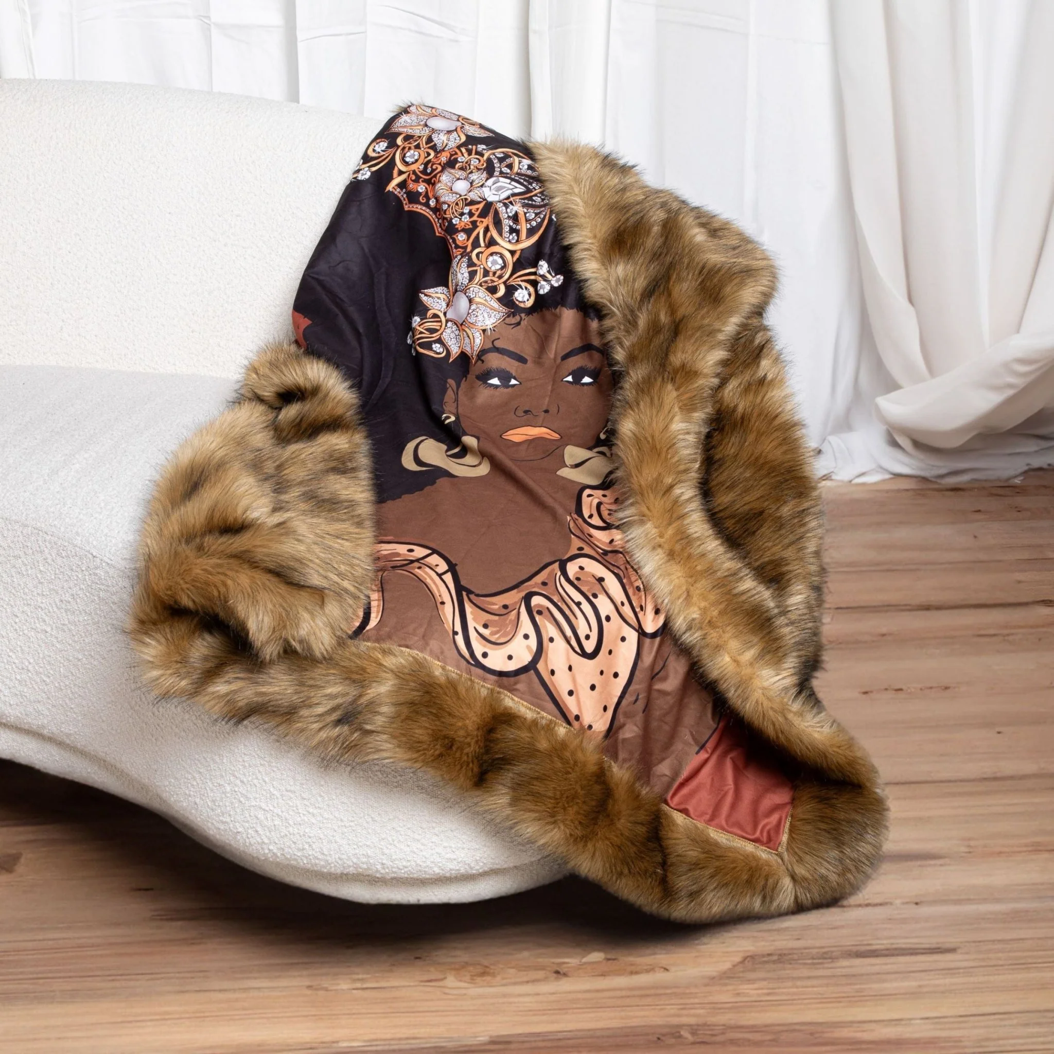 Nola Brown Faux For Fur Throw Blankets