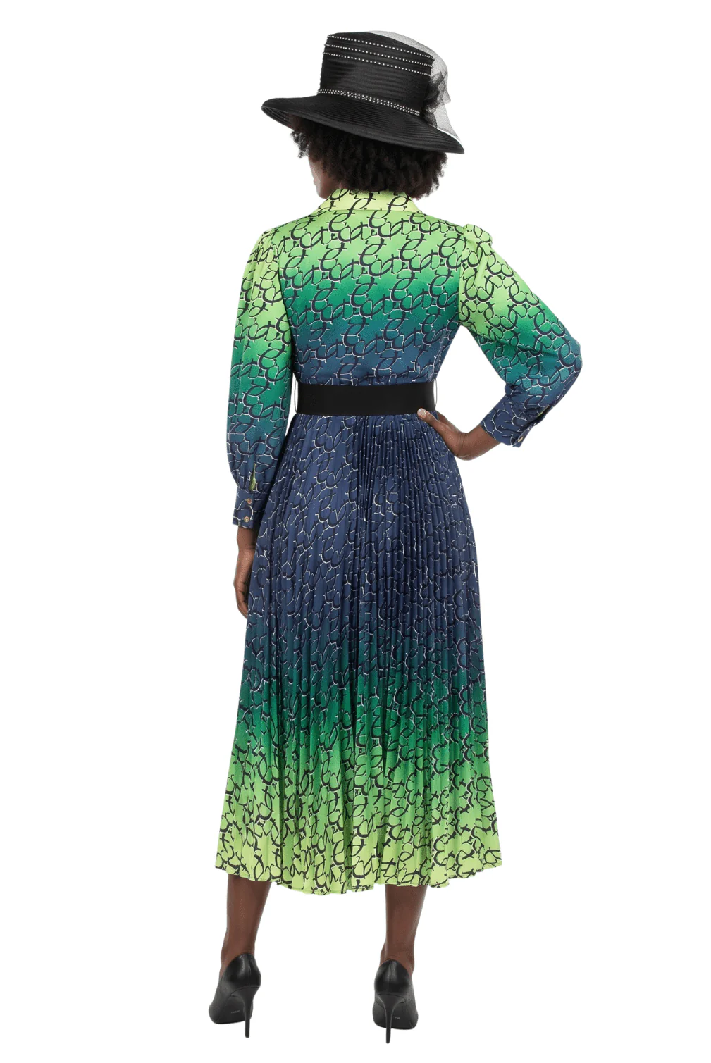Ombre Print Flowy Pleats Drs w/ Belt - Image 2