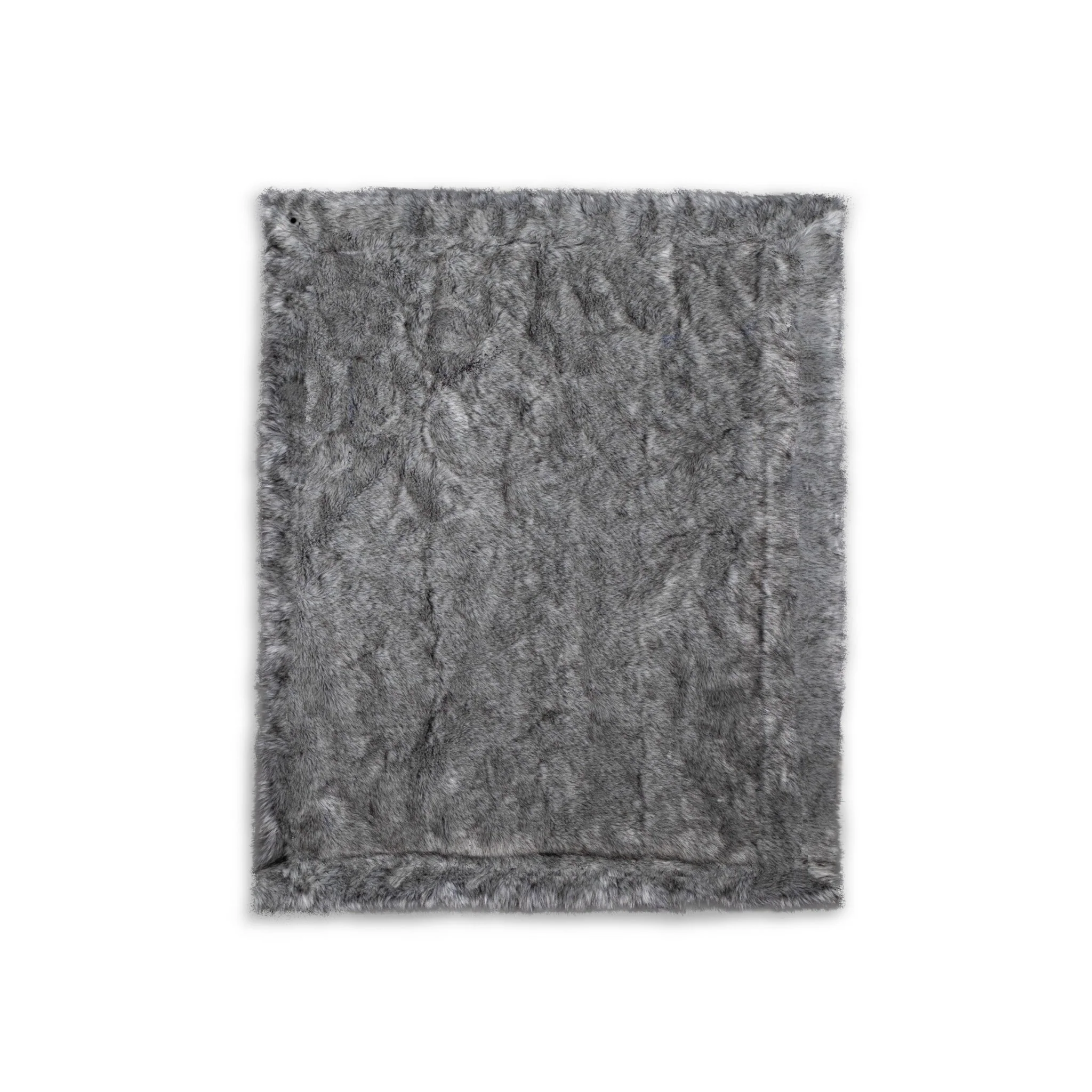 Onyx Blue & Gray Faux Fox Fur Throw Blanket - Image 3