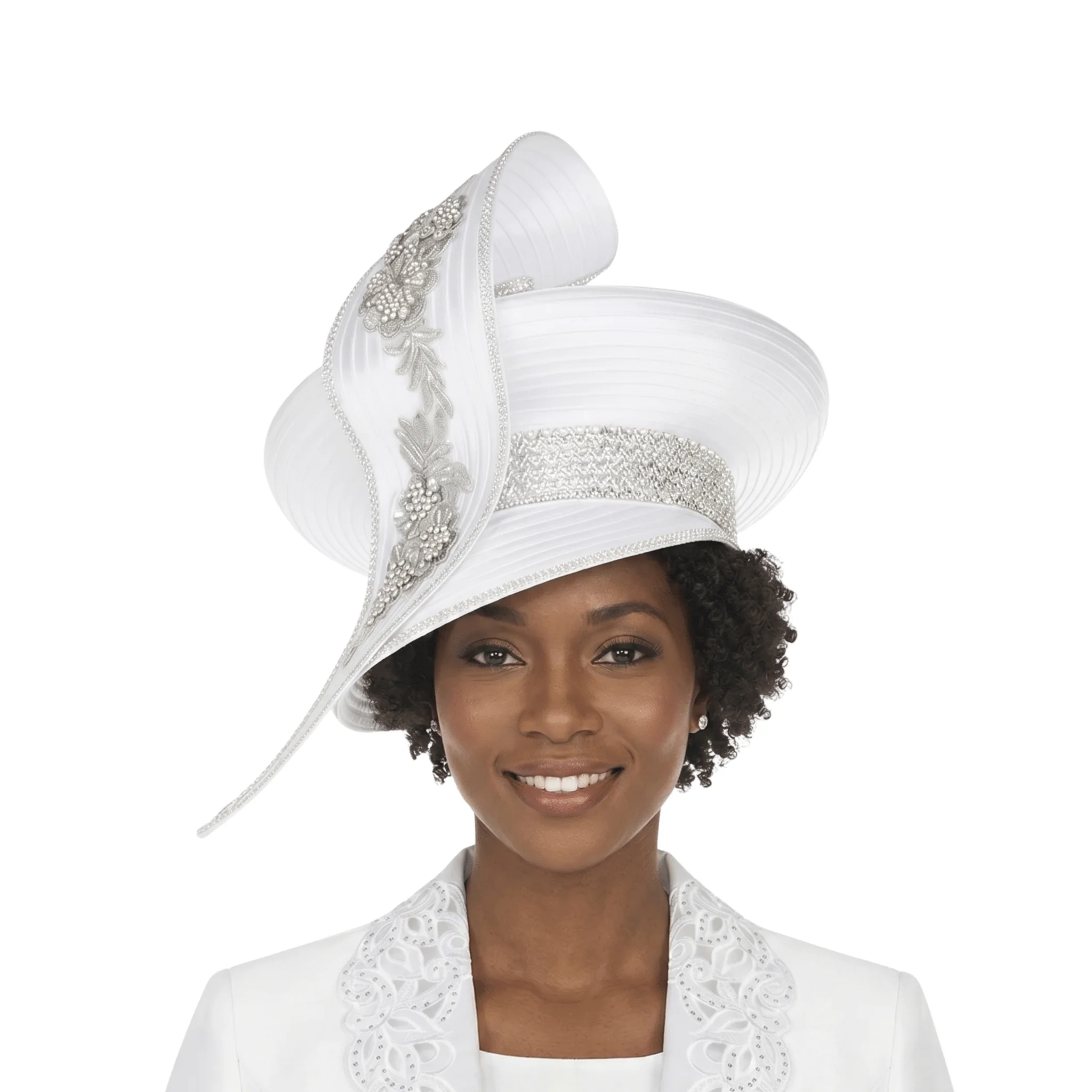 Oversize Pillbox Hat w/ Embroidery, Beads&Stones - Image 4