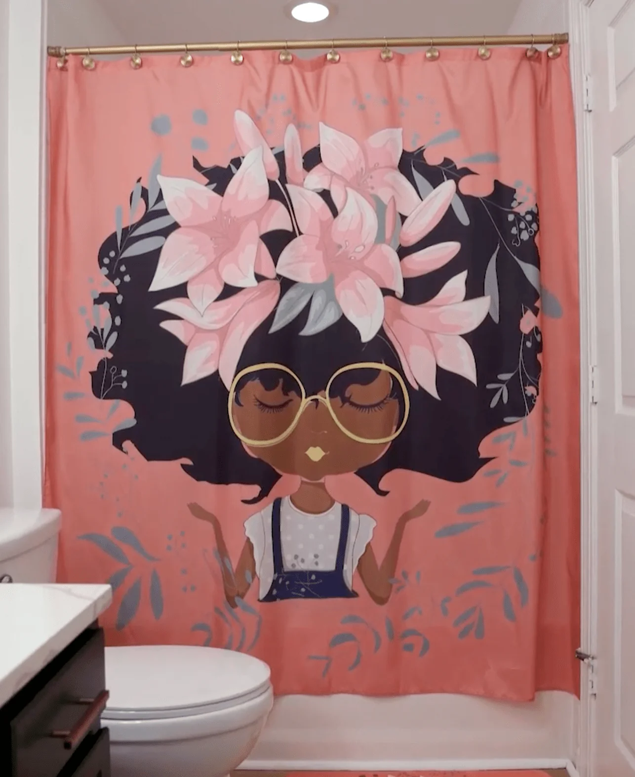 AFROBRATS Lily Pink Shower Curtain by Pardon My Fro - Image 3