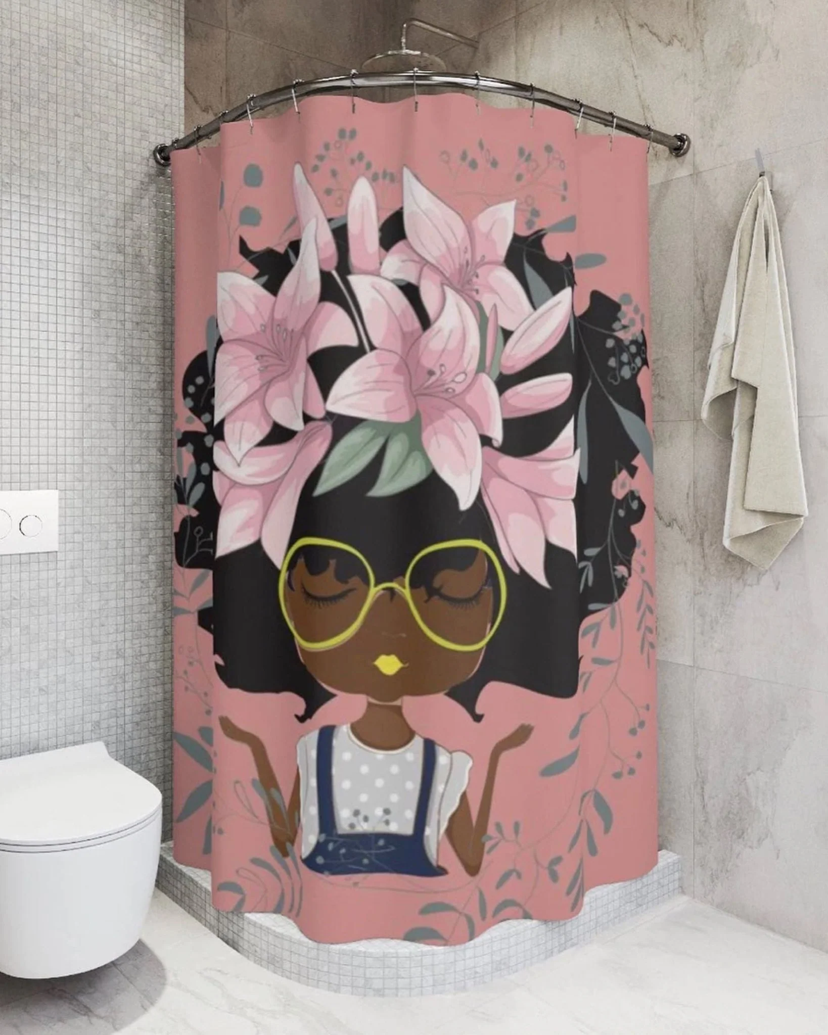 AFROBRATS Lily Pink Shower Curtain by Pardon My Fro - Image 5