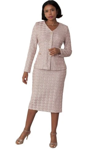 Peach Textured Knit 2-Piece Midi Suit w/ Button Front Jacket – 7319 - Image 2