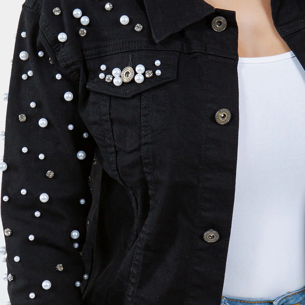 Pearl Bling Denim Jacket - Image 3