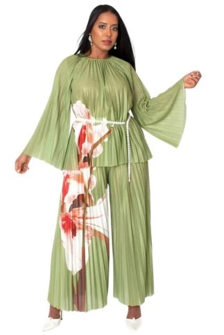 Petal Pleated Wide-Leg Pantset - 82907 - Image 2