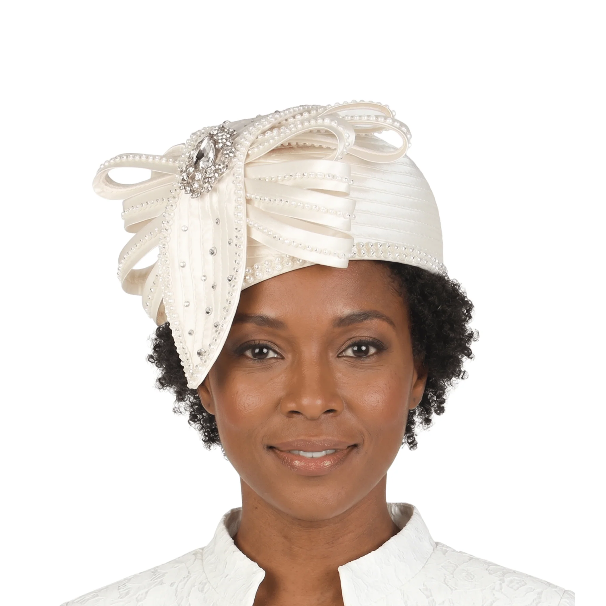 Pill Box Hat w/ Satin Ribbons and Stones - Image 3