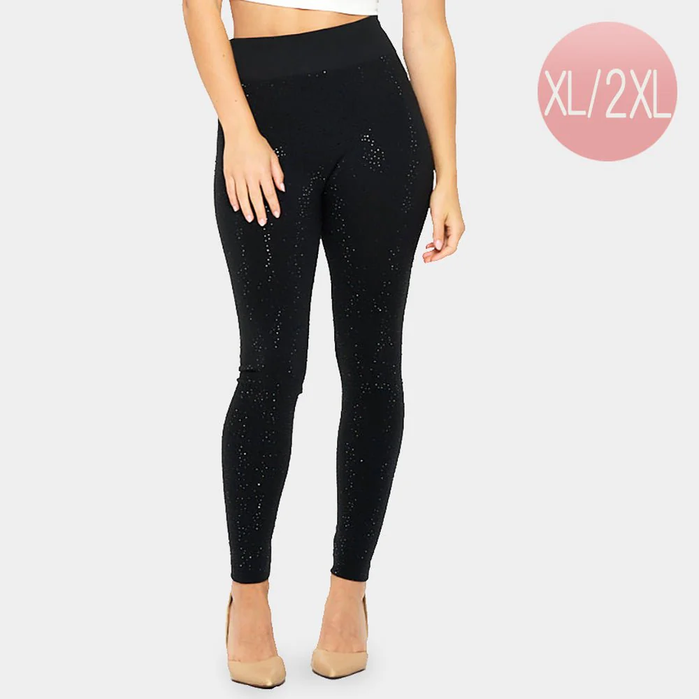 Plus Size High-Waisted Bling Studded Leggings - Image 3