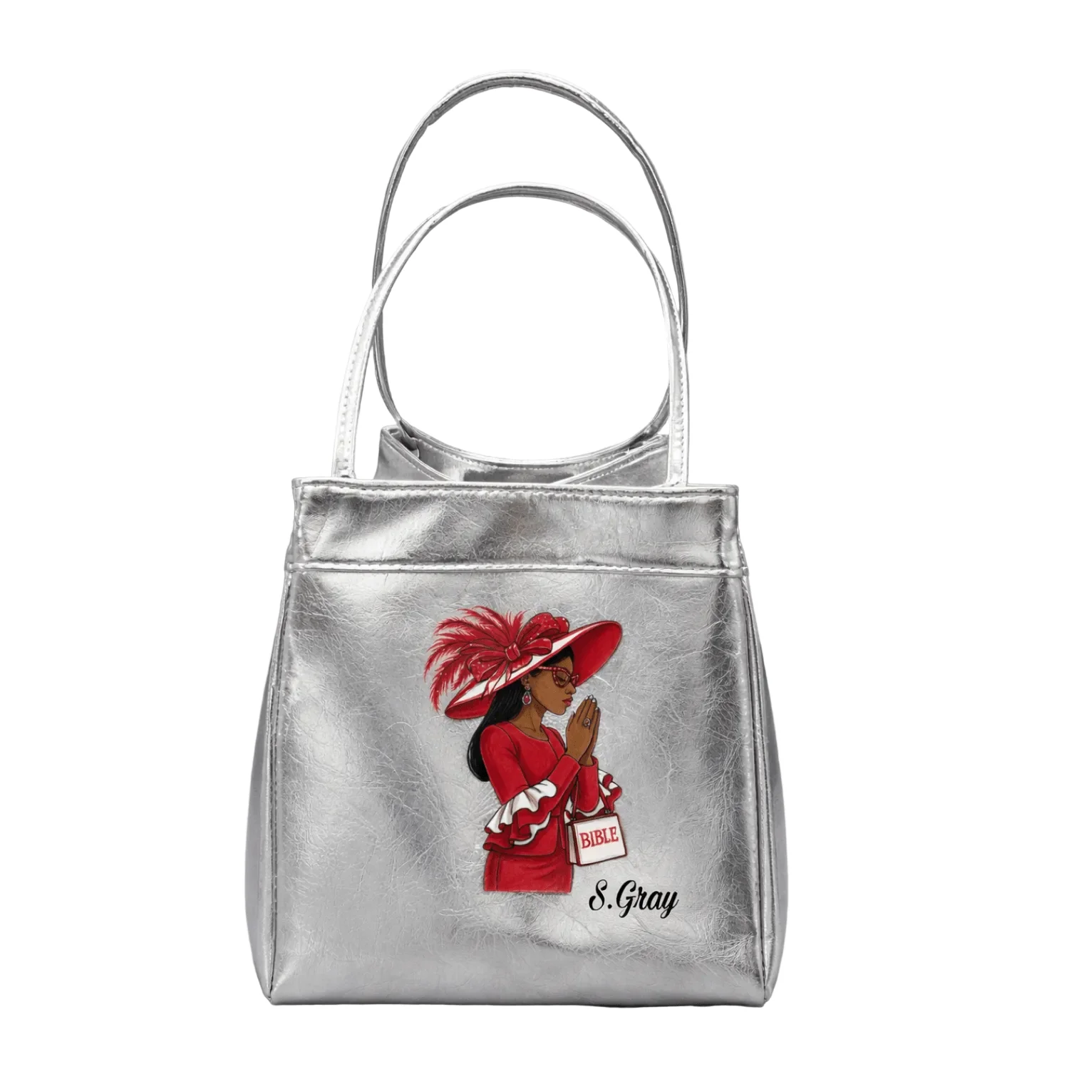 Prayed Up Small Silver Metallic Mini Tote