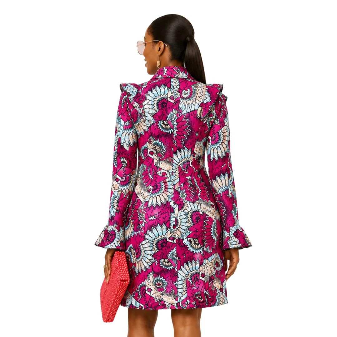RERE AFRICAN PRINT BUTTON FRONT SHIRT DRESS - Image 3
