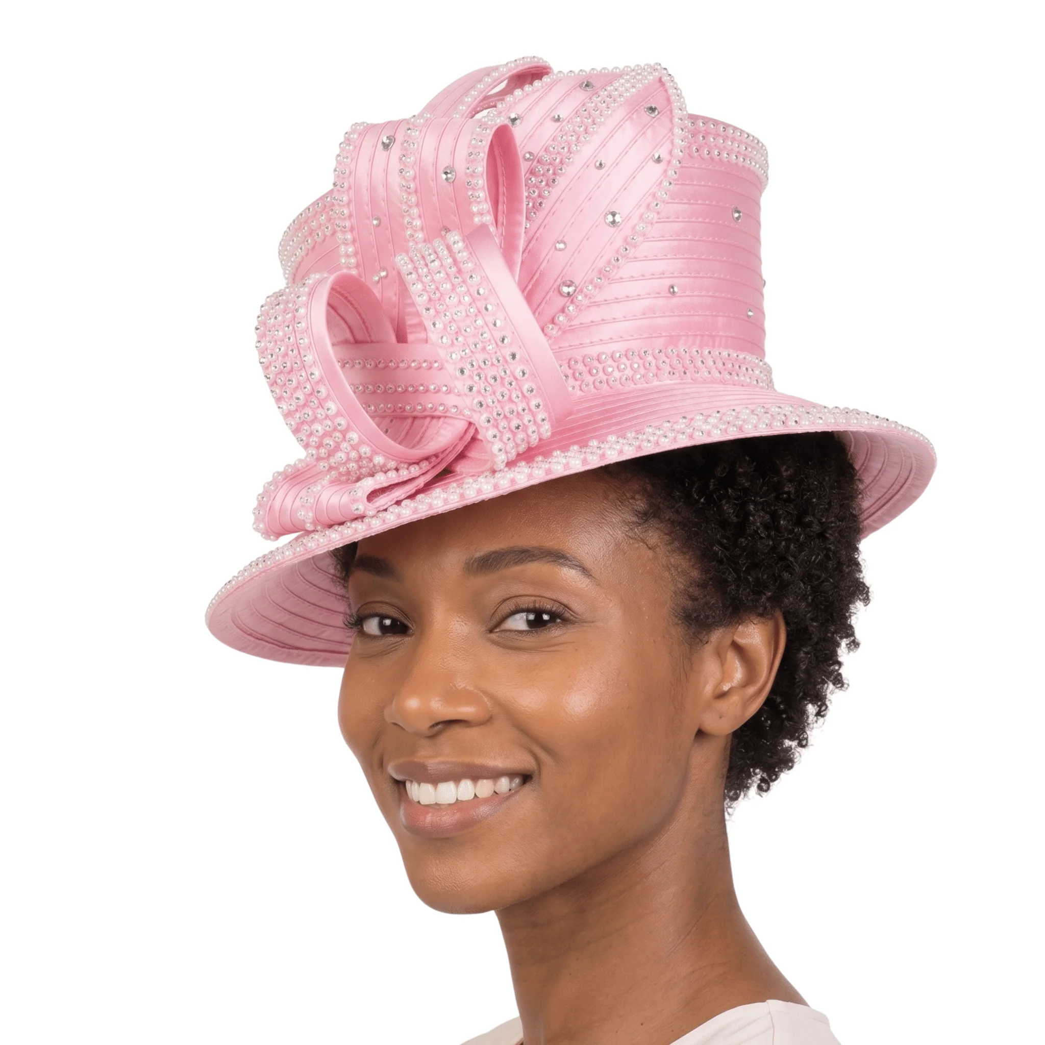 Rhinestone Embellished Sculpted Wide-Brim Hat - Image 2