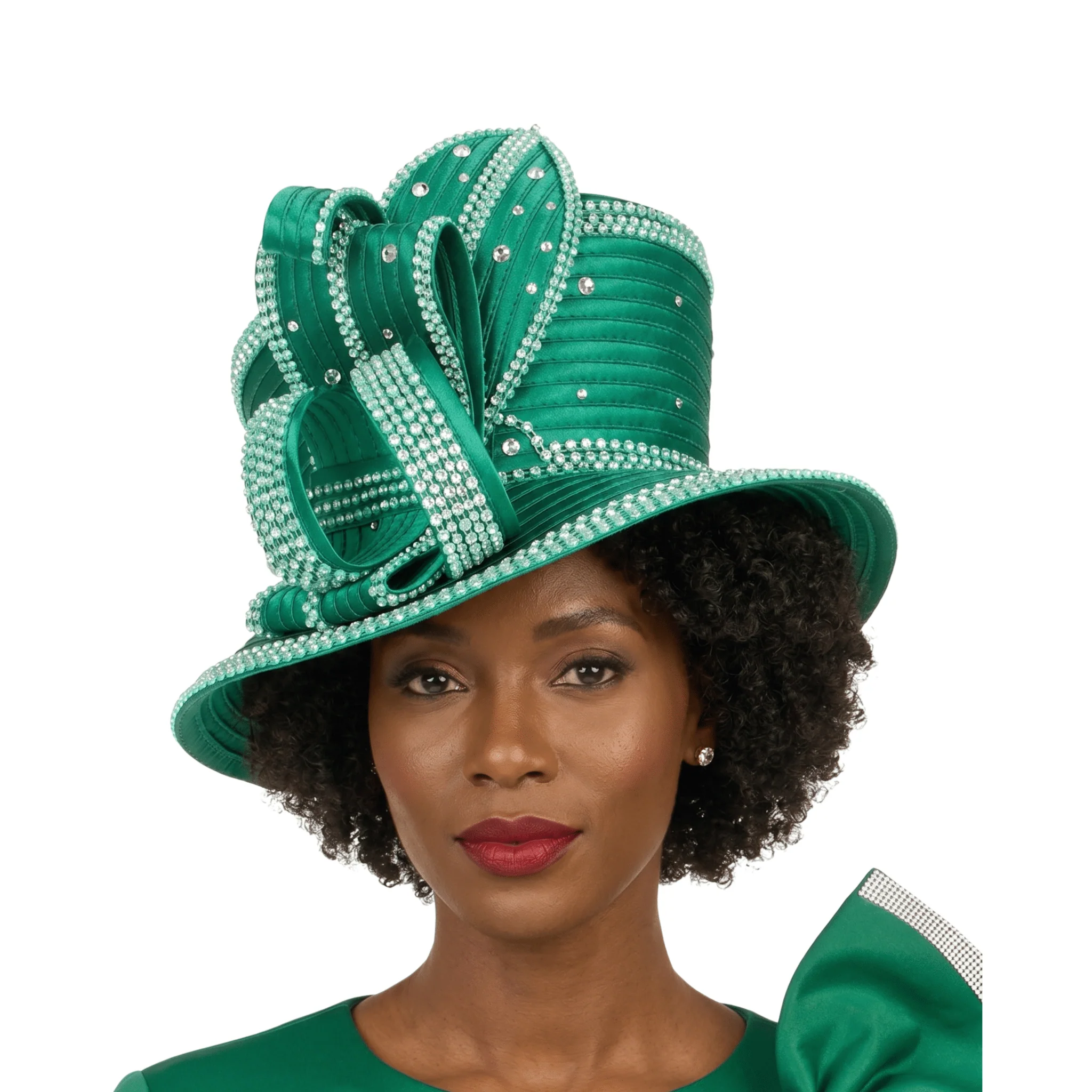 Rhinestone Embellished Sculpted Wide-Brim Hat - Image 5