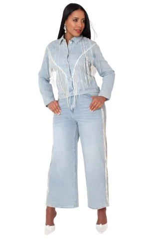 Rhinestone Fringe Jean - 82939