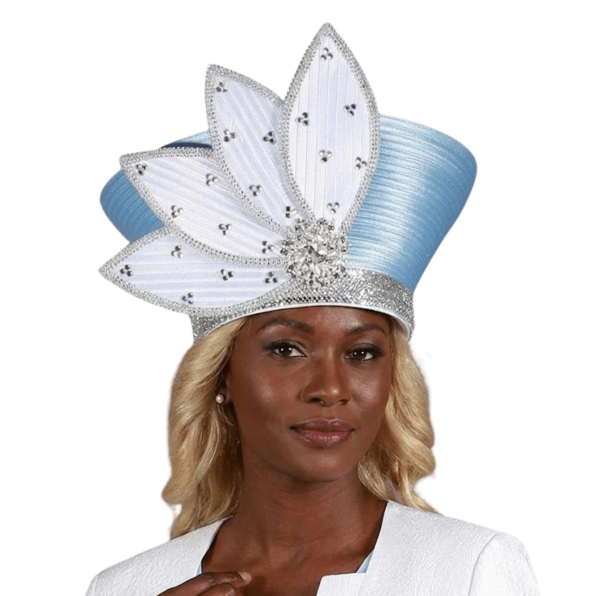 Rhinestone Petal Crown Statement Hat - Image 2