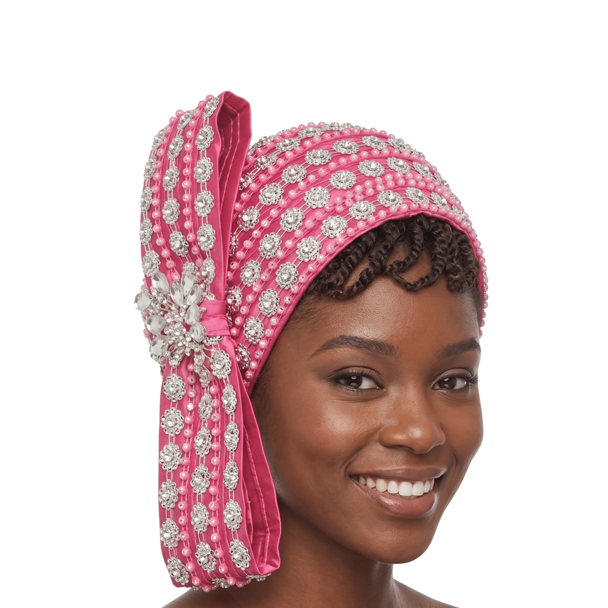 Rhinestoned Pillbox Hat w/ Brooched Vertical Bow - Image 2