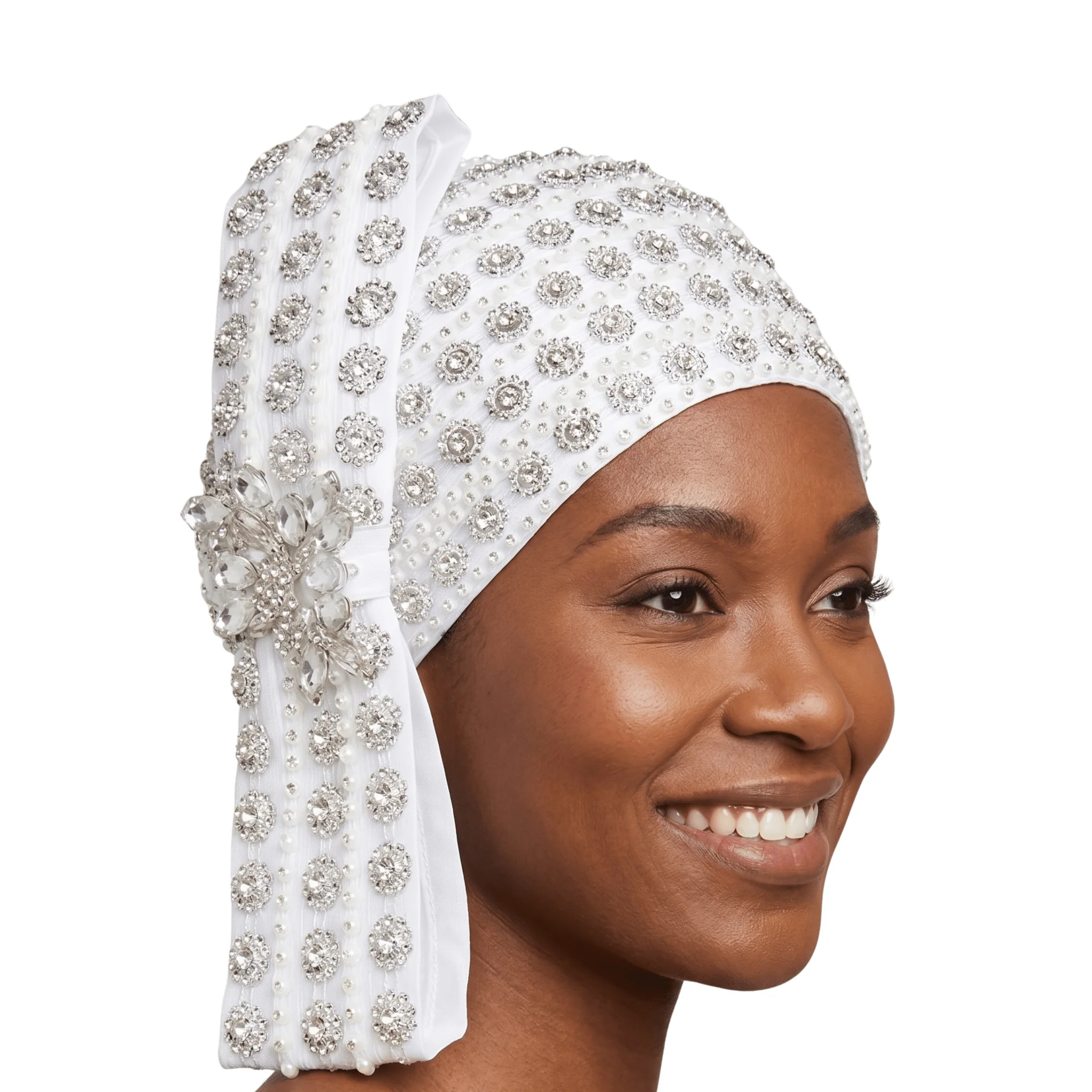 Rhinestoned Pillbox Hat w/ Brooched Vertical Bow - Image 4