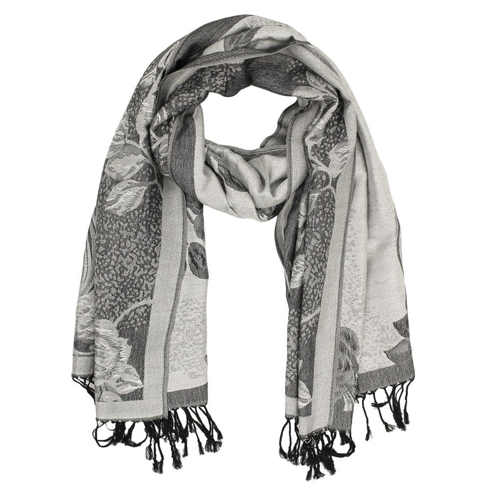 Rose Floral Pashmina Reversible Scarf Shawl - Image 7