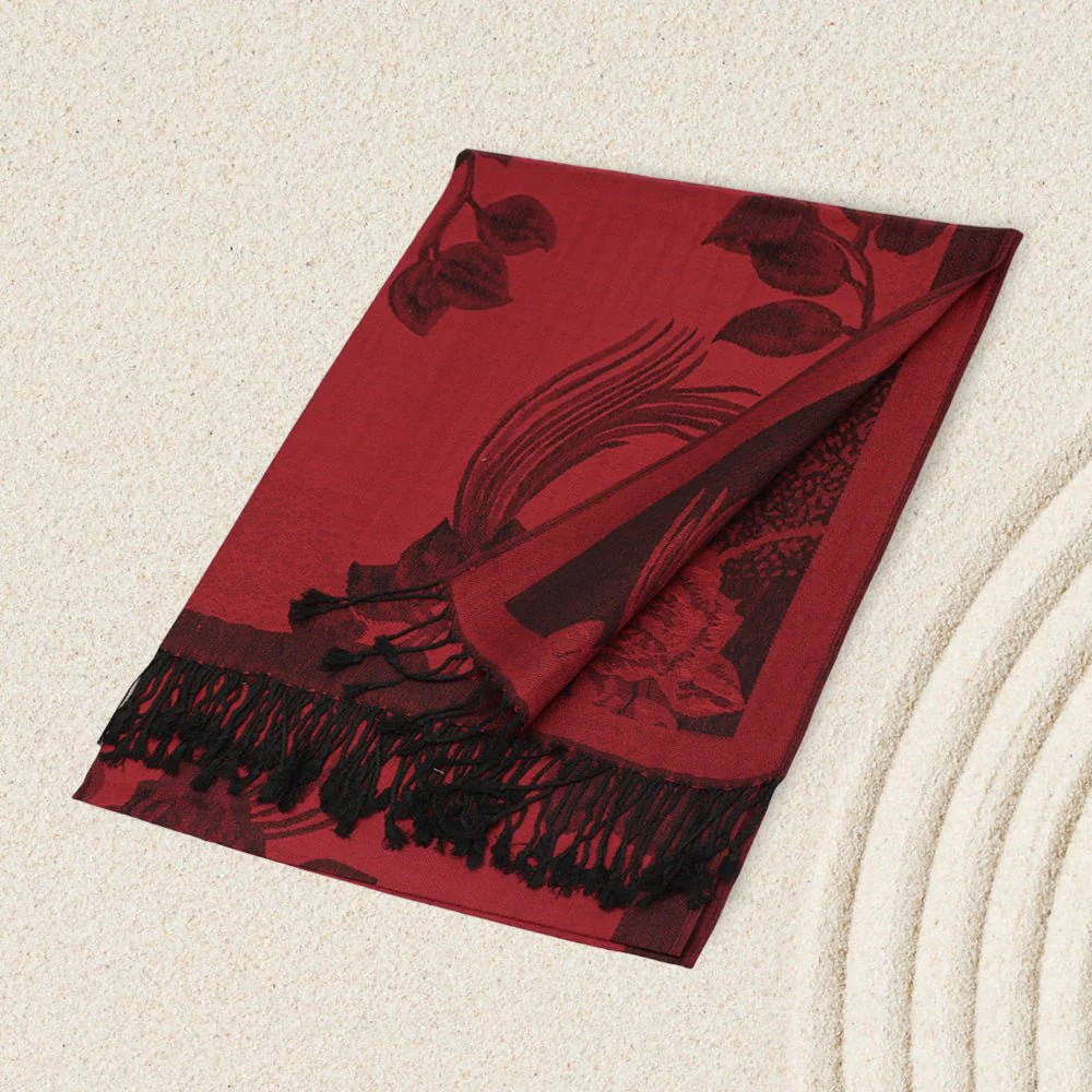 Rose Floral Pashmina Reversible Scarf Shawl - Image 3