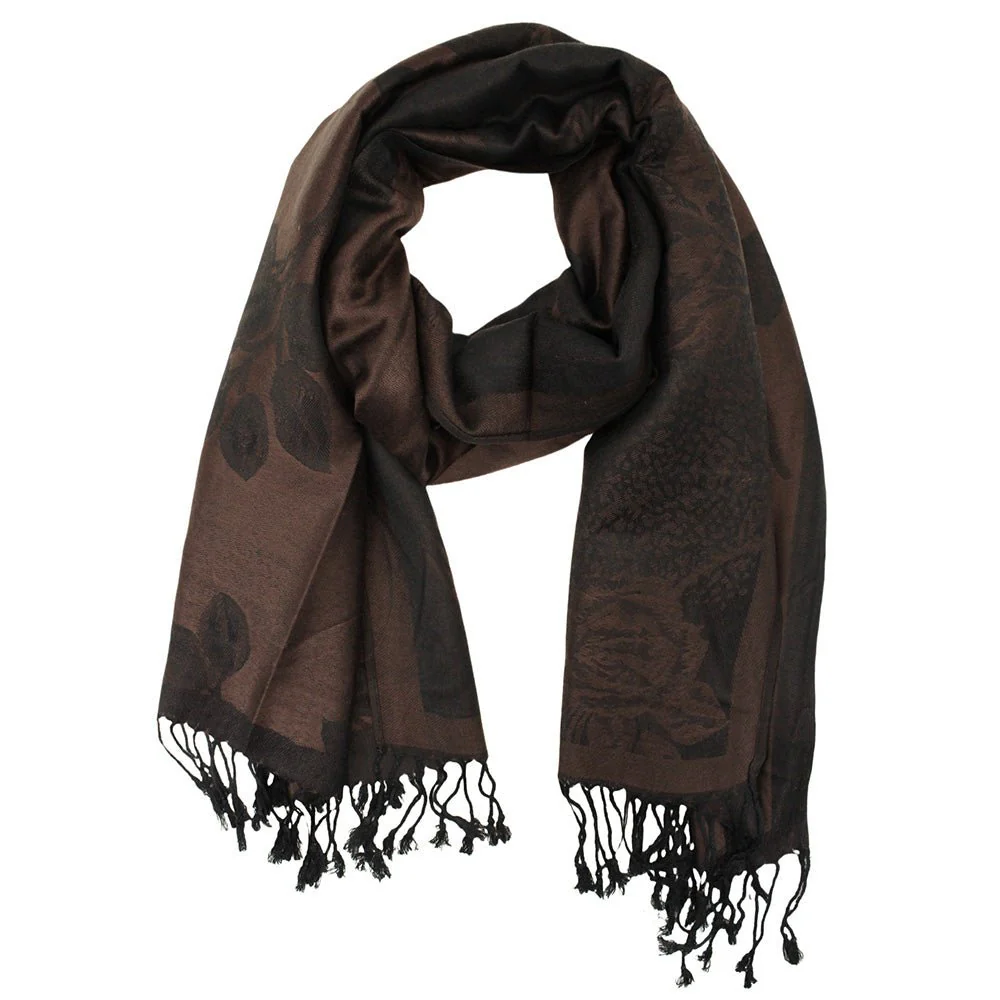 Rose Floral Pashmina Reversible Scarf Shawl - Image 8