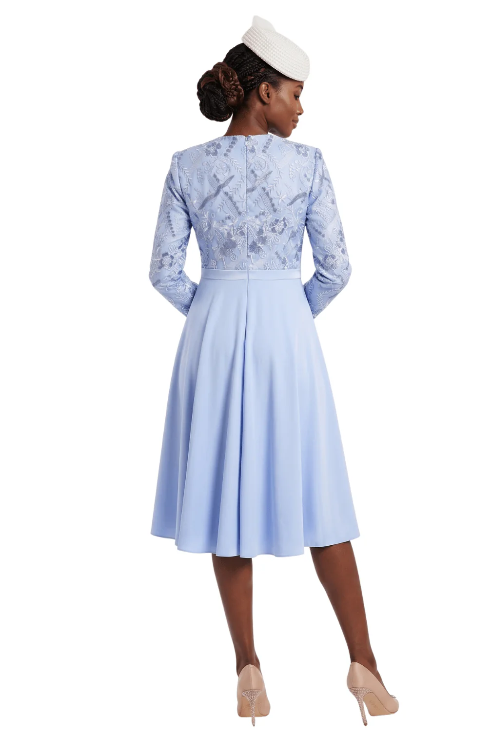 Round Neck LS A-line Dress w/ Waistband - Image 2