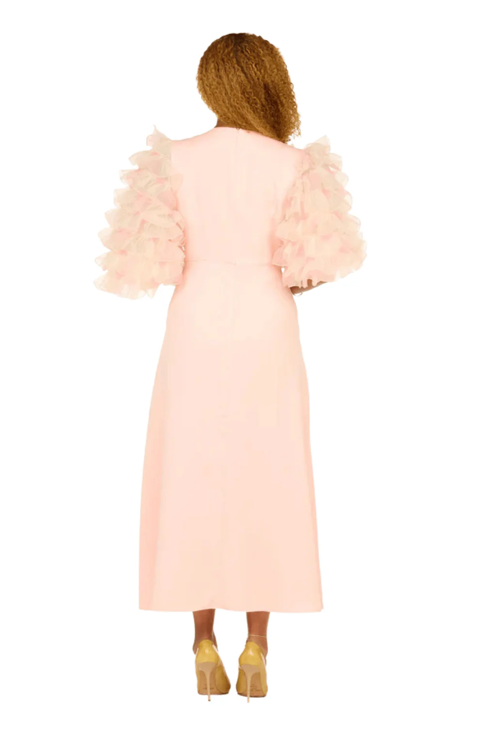 Ruffle Puff Slv Maxi Dress w/ Butterfly Belt-Plus - Image 3