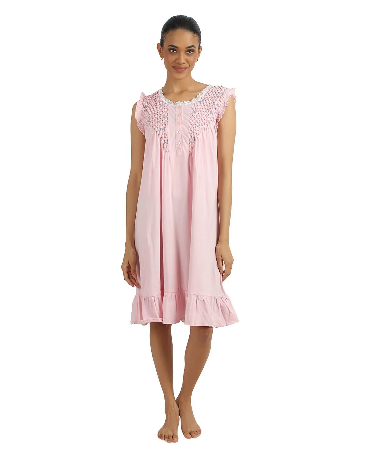 Really Ruffly Embroidered Cotton Nightgown by Sante