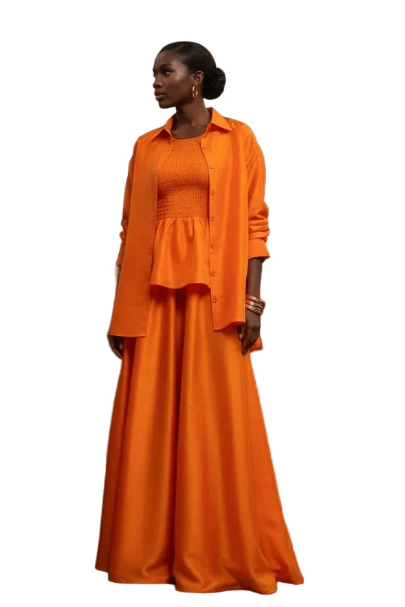 Sheen Oversized Shirt & Smocked Palazzo Set