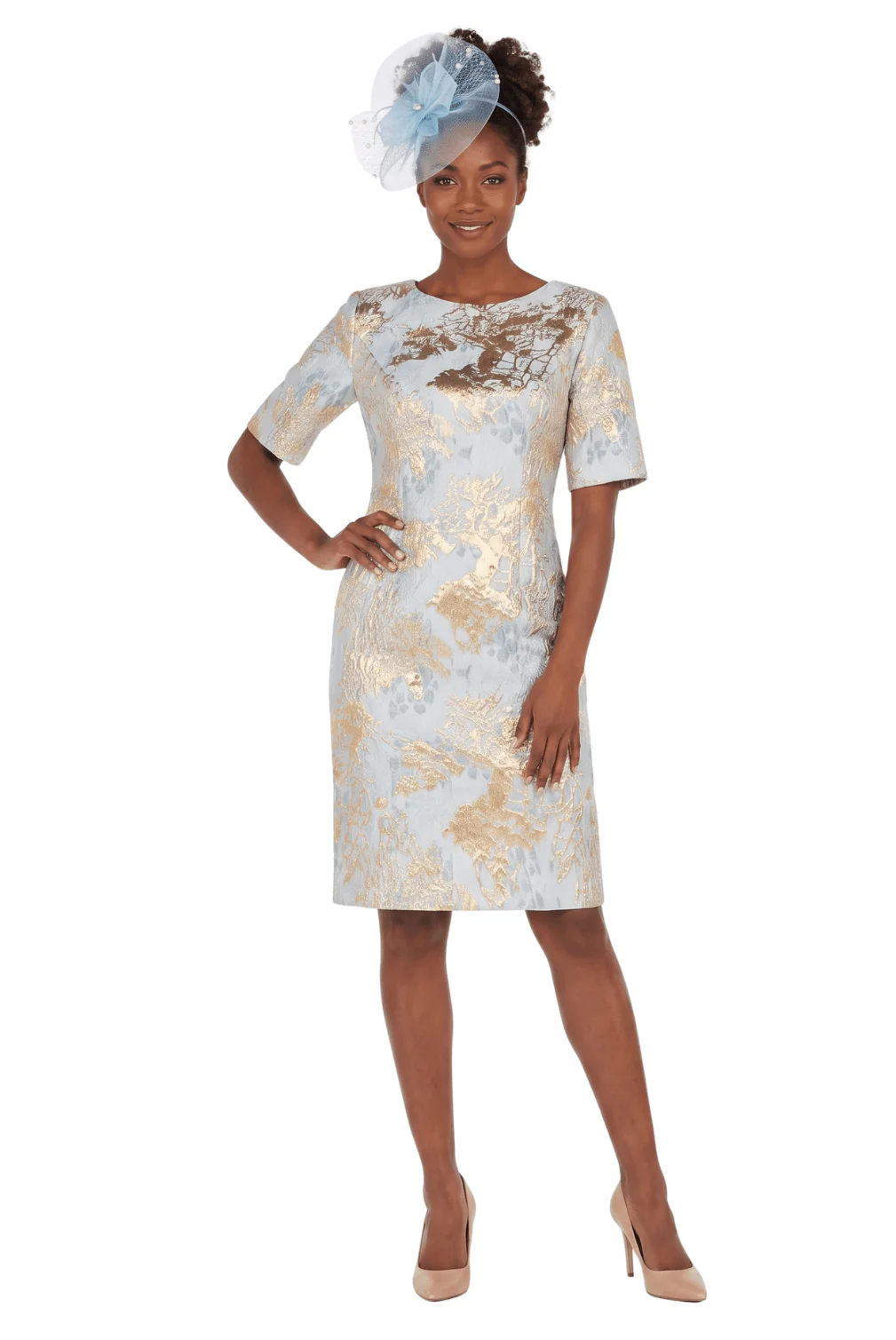 Short Slv Brocade Sheath Dress - Plus - Image 4
