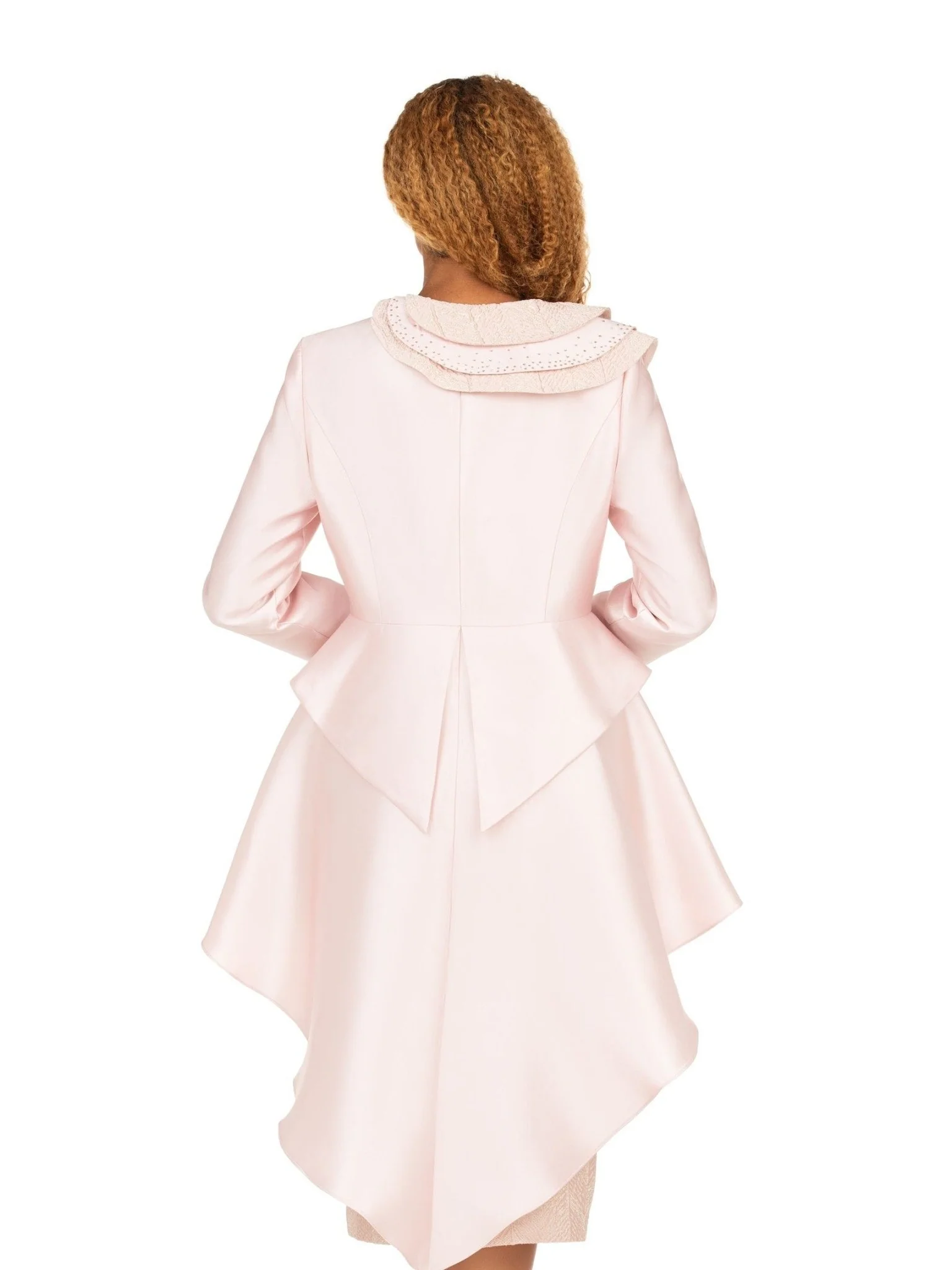 Silky Hi-Lo 2pc Suit w/ Textured Brocade Skirt - Image 2