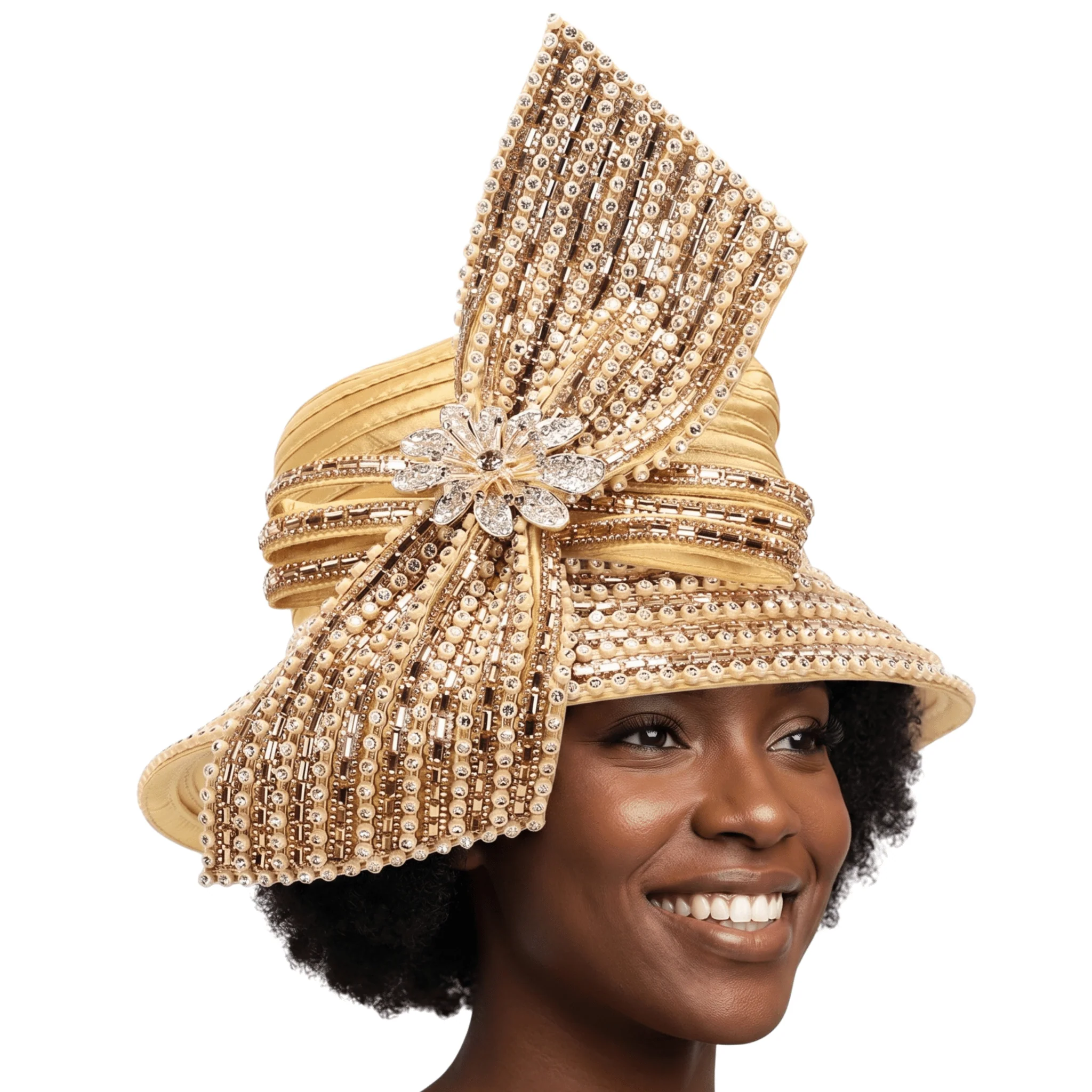 Small Brm Hat w/ Massive Rhinestones Decor - Image 6