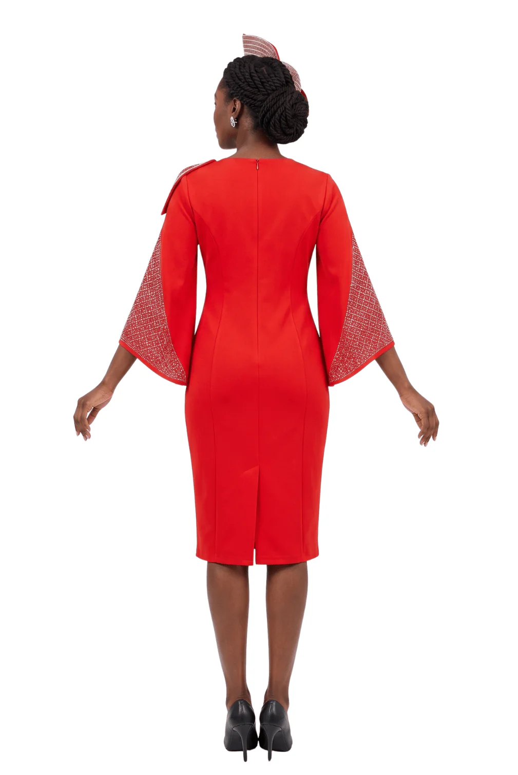 Stoned Bell Slv Shift Dress w/ Ovsz Bow - Image 3