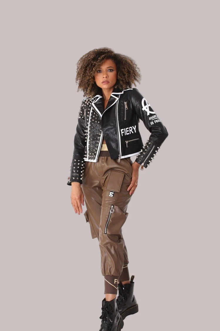 Studded Leather Jacket -81852 - Image 4
