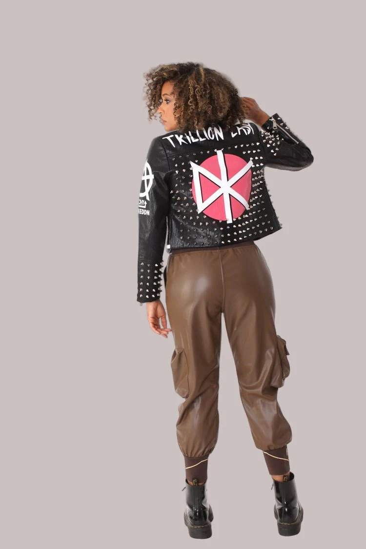 Studded Leather Jacket -81852 - Image 5
