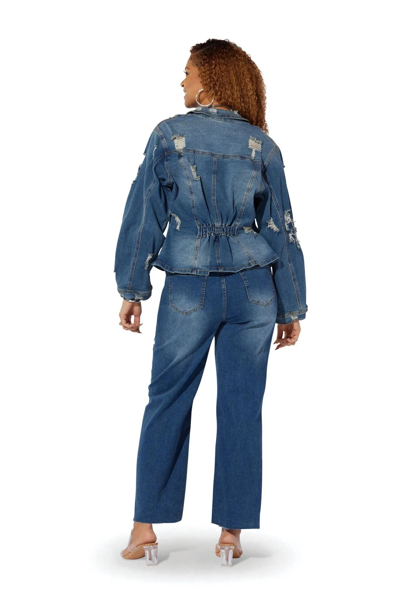 Dark Denim Distressed Jacket by Studio EY - Image 5