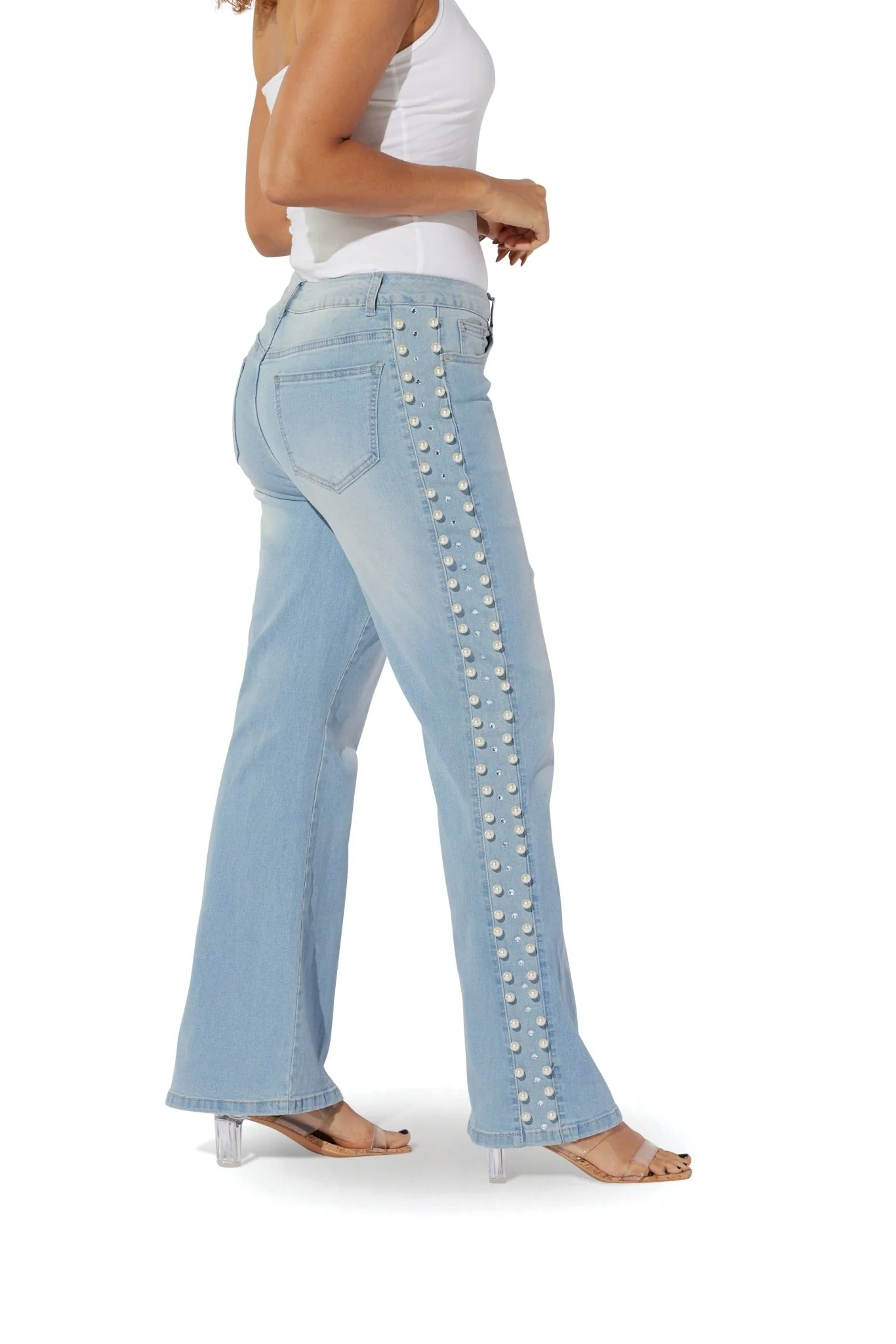 Pearl Detail Denim Jean by Studio EY