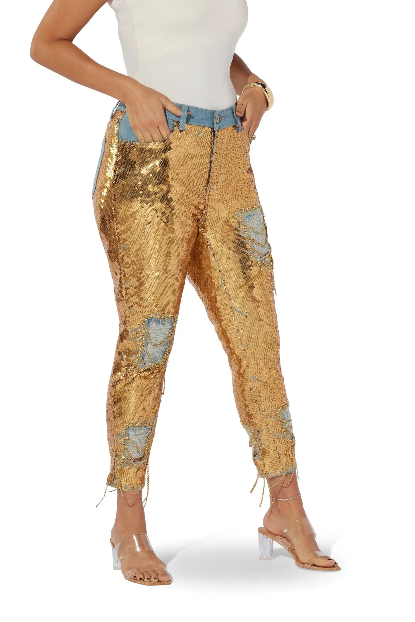 Sequin Ripped Jean by Studio EY - Image 3