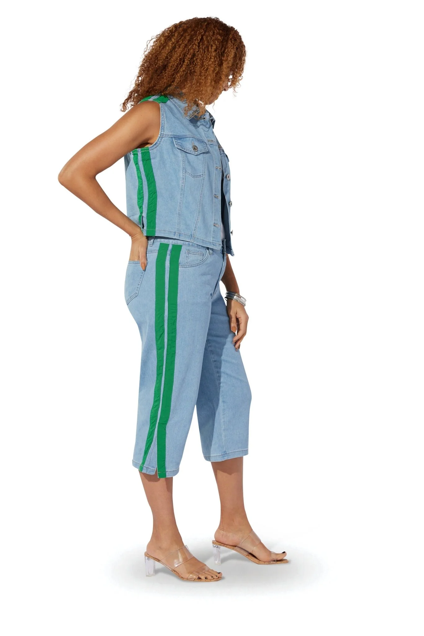 Trimmed Crop Denim Vest by Studio EY - Image 3